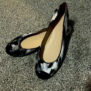 Giuseppe Zanotti Design shiny black and white flats with leather sole